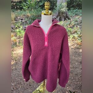 Aerie Fuscia Pink Sherpa Jacket